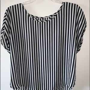 Black and white striped blouse. Size M